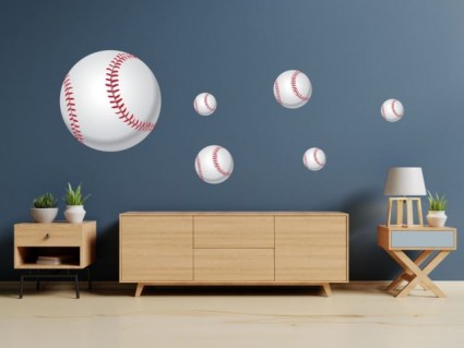 Samolepky na zeď - Baseballové míčky