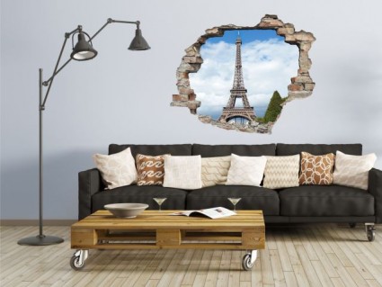 Samolepka na zeď - Samolepka 3D Paříž
