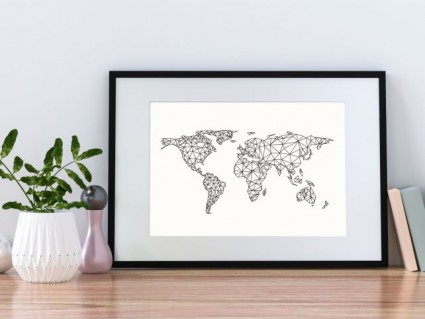 Plakáty - Mapa světa geometrická