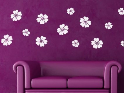 Dekorace na stěnu - Květy s listy