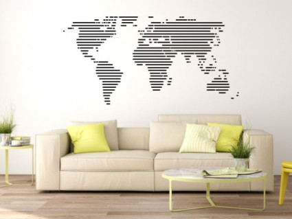 Samolepky na zeď - Mapa světa v pruzích
