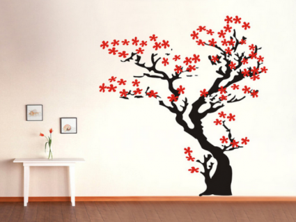 Samolepky na stěnu - Strom  s květy
